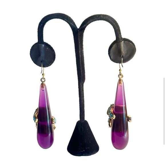 Kenneth Jay Lane Turquoise Snake Drop Earrings - Picture 4 of 6